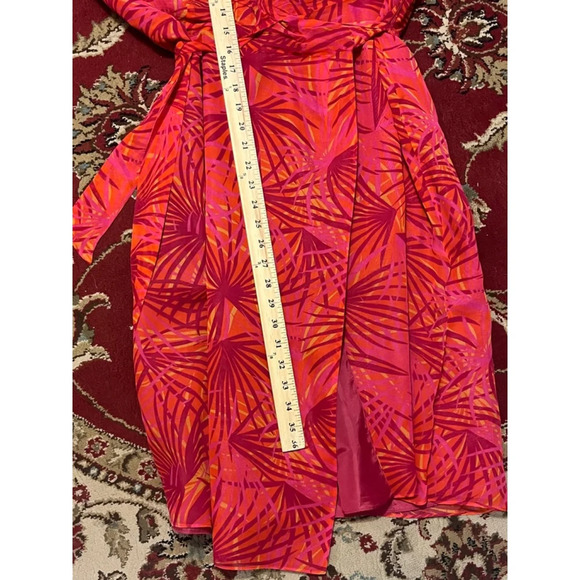 Vintage Y2K ICE Silk Orange Pink Chiffon Fairy core Tropical Wrap Dress Size 16 - Picture 7 of 7